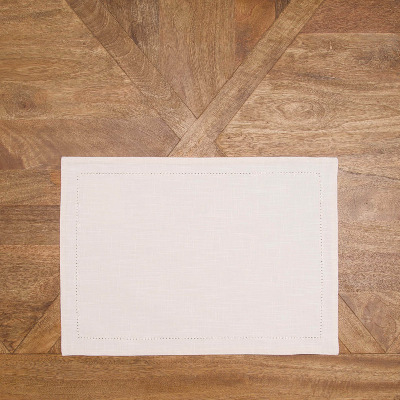 Ensemble de 6 napperons Hemstitch, Naturel / naturel