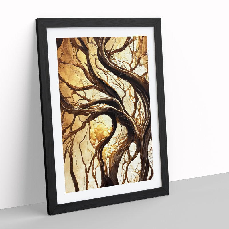 Abstract Autumn Tree No.3 - Framed Print, Black, 34cm H x 25cm W