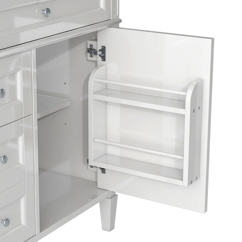 Ensemble de meuble-lavabo 30 "avec armoire à miroir, Blanc, Argent