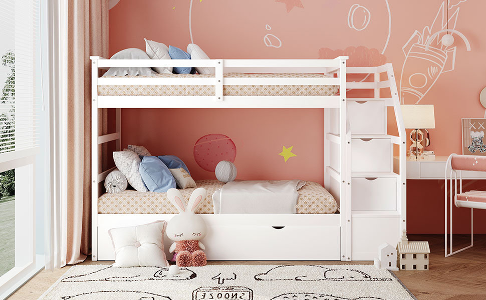 Harriet Bee Bunk Bed With Trundle And 3 Storage Stairs - Wayfair Canada