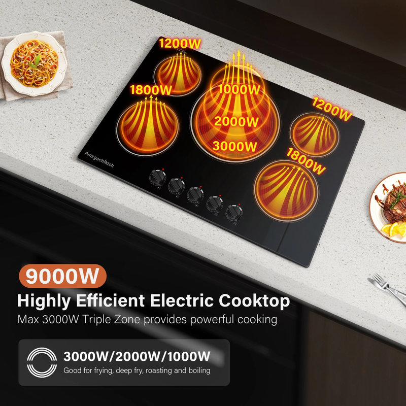 Plaque de cuisson électrique 30 po à 5 brûleurs intégrée