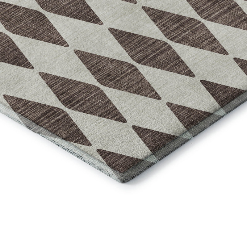 Tapis brun Cerrito AMF578 lavable à la machine de qualité supérieure, Rectangle 9 pi x 12 pi