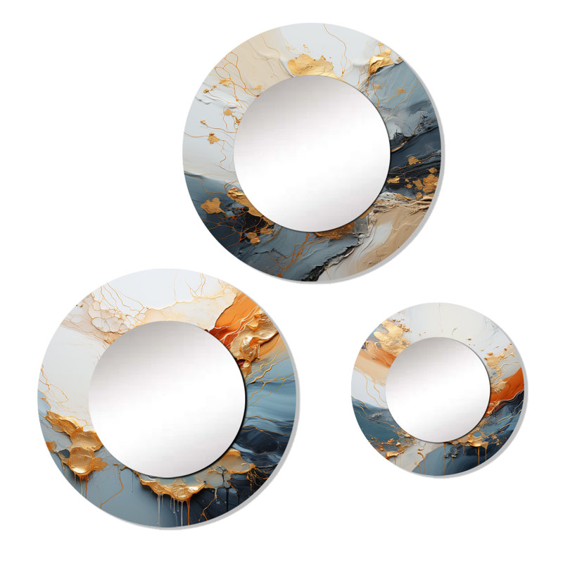 Miroir mural rond doré Golden Sunrisre