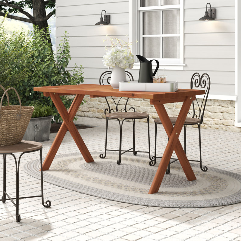Table de pique-nique en bois massif Vindas, Teinture cèdre