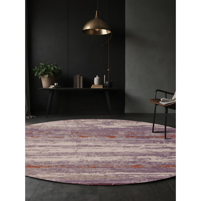 Machine Washable Gray Area Rug, Round 6'