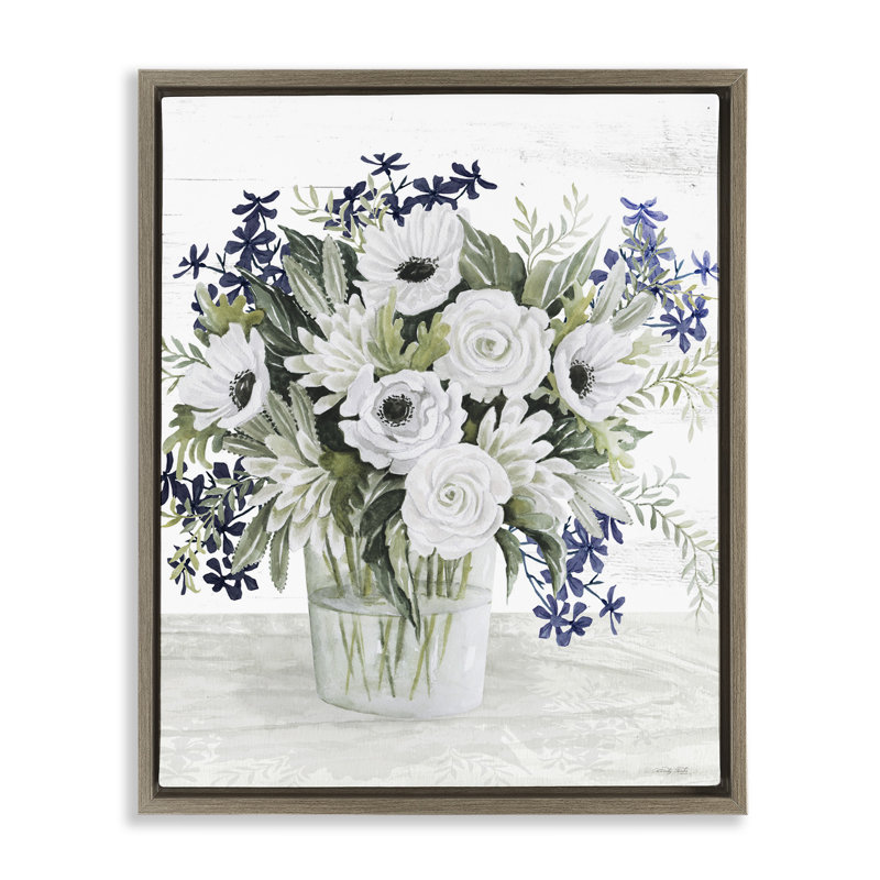 Vase anémone mixte, H 17 po x l 21 po, Cadre flottant orme Montalcino