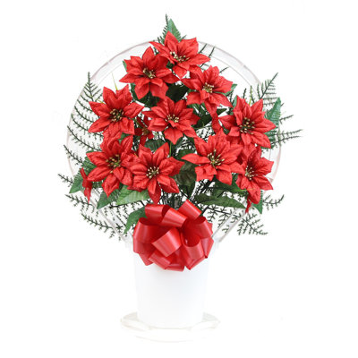 Silk Poinsettia Arrangement in Basket