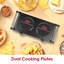 White 2000W Countertop Double Burner Electric Coil Hot Plate with 5-Setting Temperature Control and Portable Side Handles-121503305