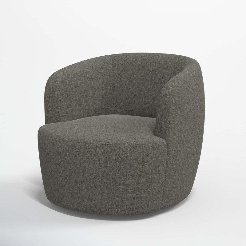 Mina Swivel Barrel Chair, Zuma Charcoal Textured Linen