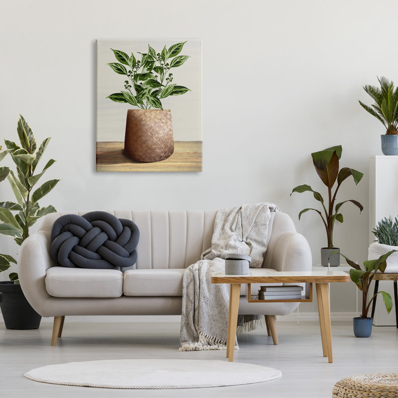 Plante en pot tissé par Marcus Prime, H 40 po x l 30 po x P 1,5 po