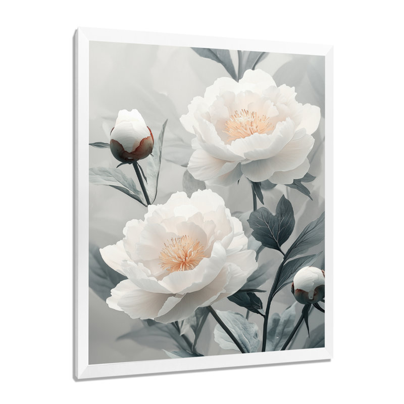 Atkinson - Floral Wall Art, 44" H x 34" W, Single Picture Framed Print, White