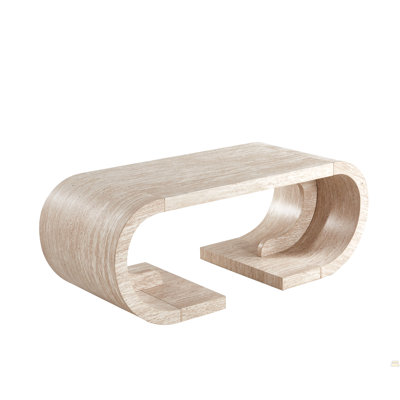 Table basse 47,24 "courbée en C robuste avec base courbée, grande table à thé pour le salon, la salle de divertissement, le bureau personnel, rustique