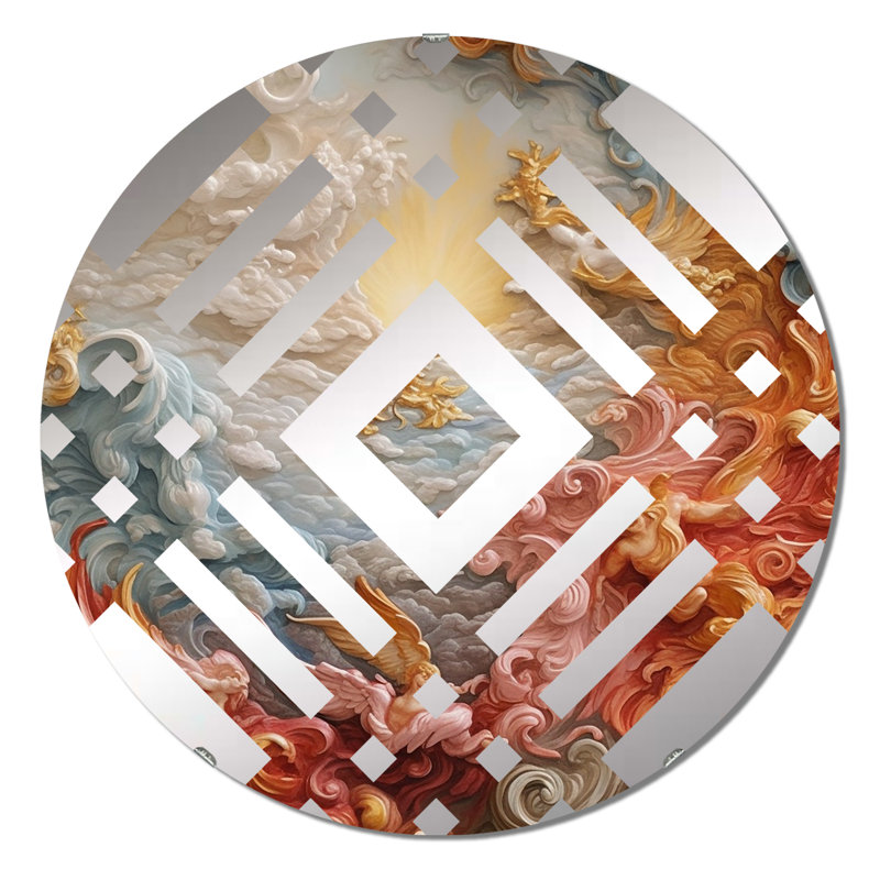 Miroir décoratif crème Diamond, 23,6 po x 23,6 po