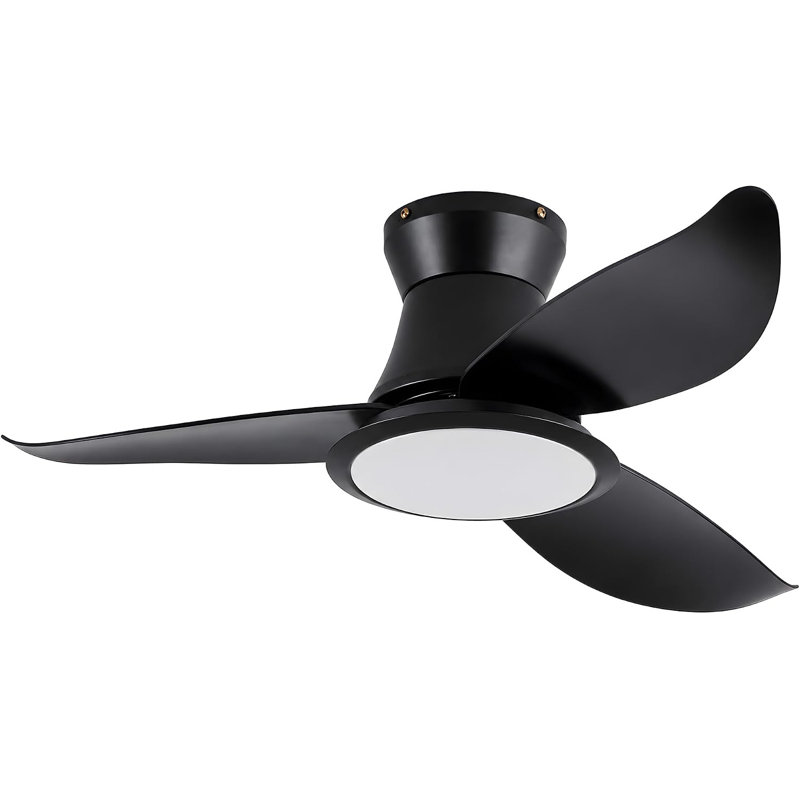 46 Inch Black Ceiling Fan with Integrated LED Light and Remote Control
