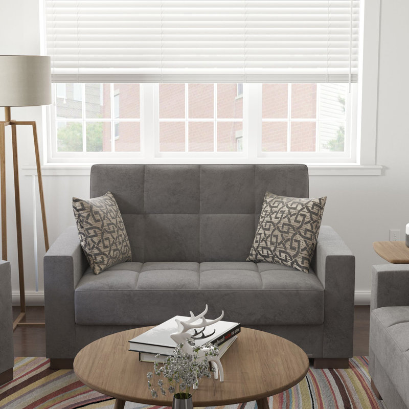 Causeuse convertible avec rangement en microfibre Collection, Gris