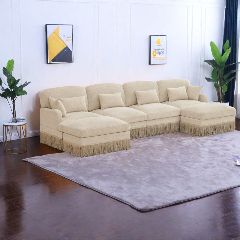 Canapés modulaires spacieux, style moderne en U en chenille pour la maison