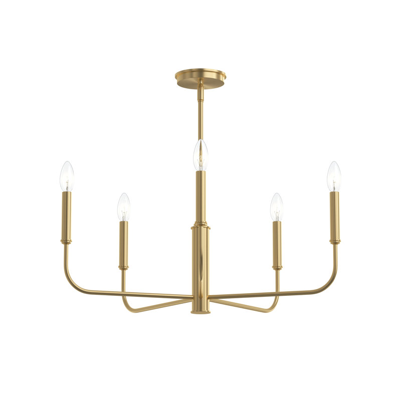 Reines 5-Light Brushed Gold Medium Chandelier, Brushed Gold, 5