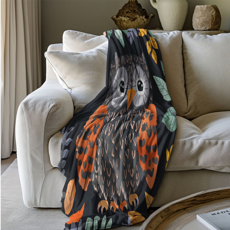 Autumn Autumn Owl - 1 pièce Sherpa Premium, Grand lit