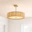 Lustre tambour en corde naturelle à 3 lumières Kamila-793147781