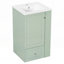 Meuble-lavabo autoportant avec lavabo en céramique, trou de robinet simple, armoire de rangement en panneau de fibres à densité moyenne et tablettes latérales ouvertes pour les salles de bain compactes-57328613