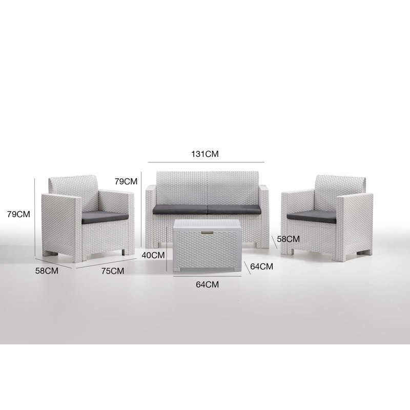 Lochie 4 - Person Patio Dining Set with , Cushions Included, White