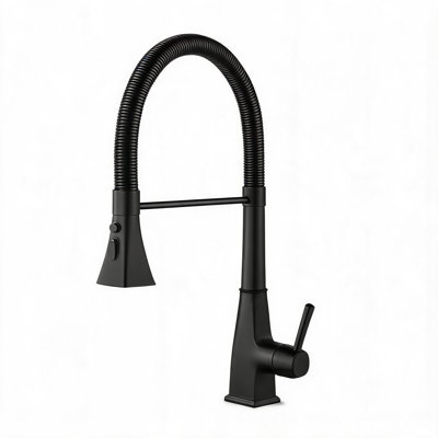 Robinet de cuisine en acier inoxydable noir mat avec douchette extractible