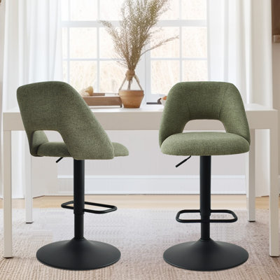 Bridgette 24"-32" Swivel 360° Upholstered Footrests Adjustable Height Bar Stool