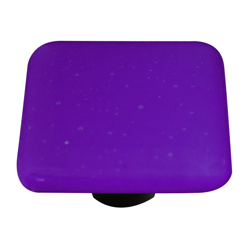 Opaline Pink Square Glass Cabinet Knob with Black Post