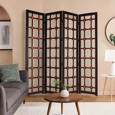Higbee 84'' W x 84'' H 4 - Panel Solid Wood Folding Room Divider
