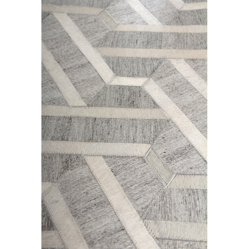 Berlin Cowhide Geometric Area Rug, Rectangle 5' x 8'