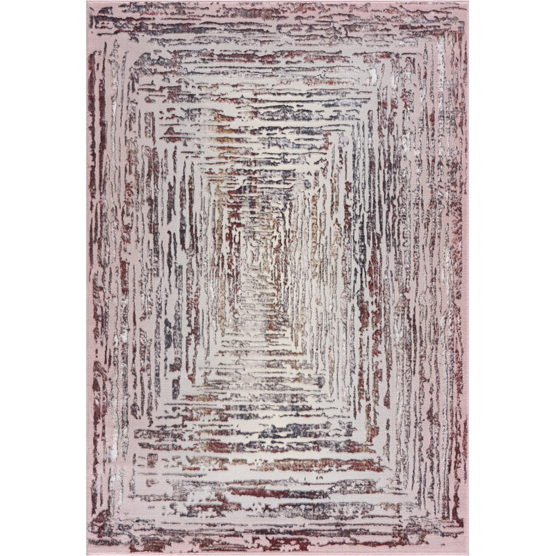 Tapis décoratif rose abstraite Delgado, Rectangle 5 pi x 7 pi 6 po