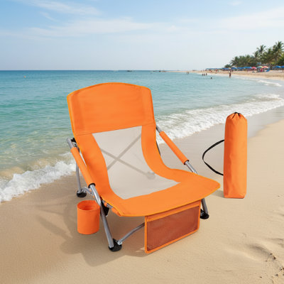 Fauteuil de plage pliable confortable orange pour adulte