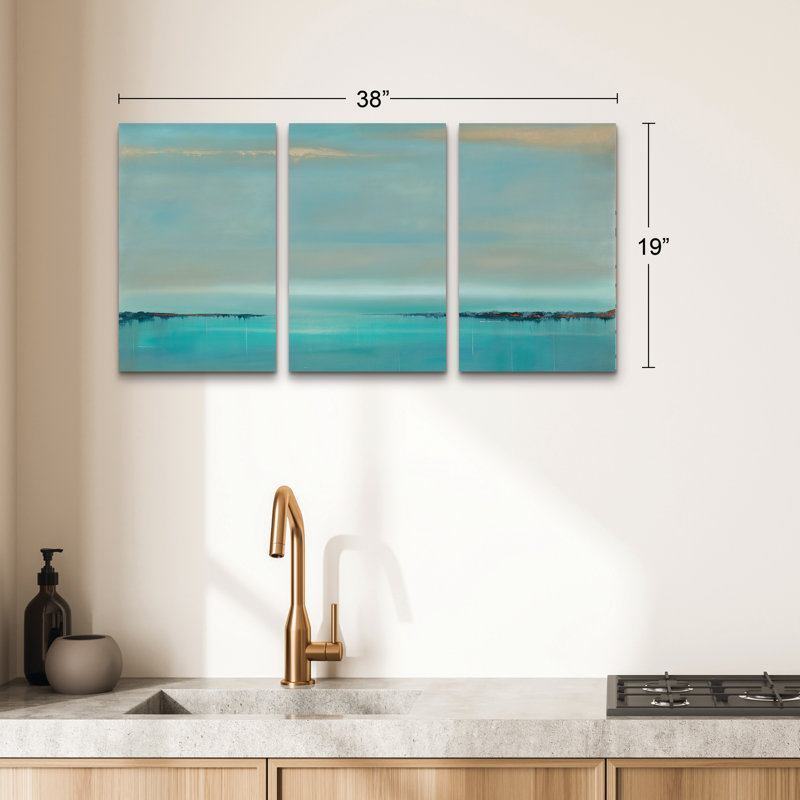 Ensemble de 3 panneaux muraux - Rio «The Line of Time», art mural sur toile pour le salon, la chambre à coucher ou le bureau 