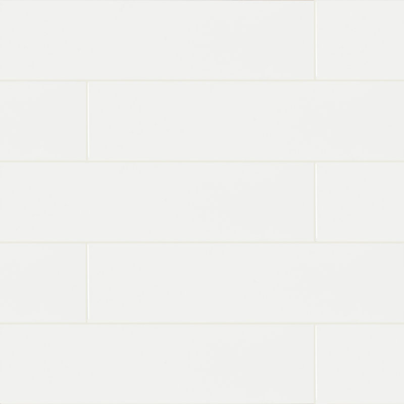 Segment 4 in. x 16 in. Glossy Ceramic Bullnose Tile Trim, Blanc