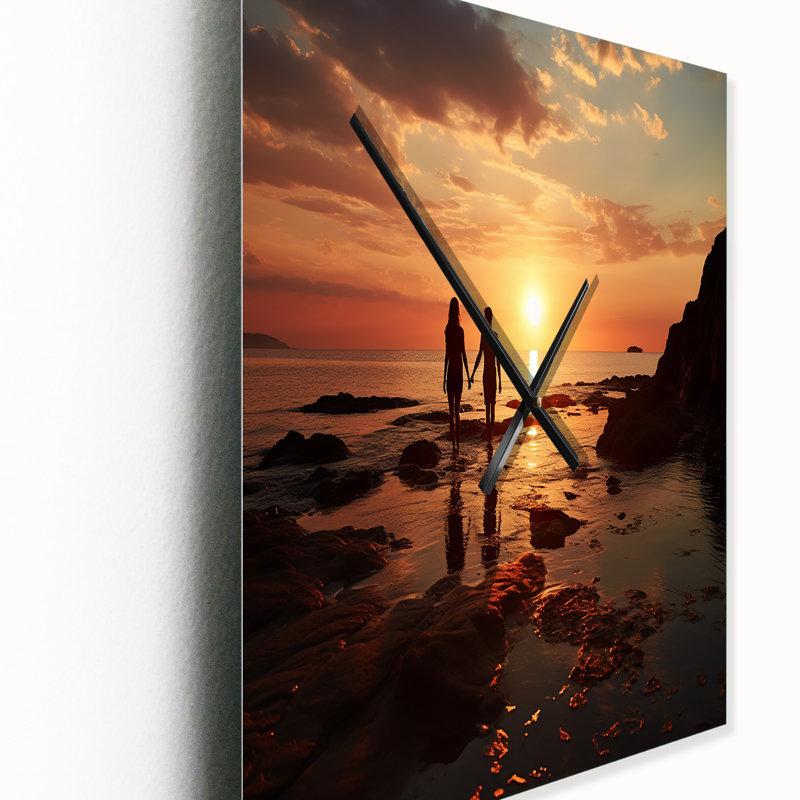 Beach Photo Sunset Serenade X - Très grandes horloges murales, H 28 po x l 12 po x P 1 po