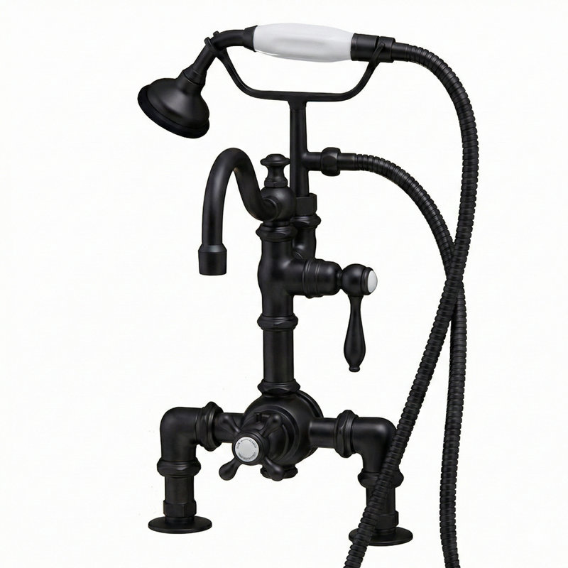 Robinet de baignoire thermostatique à fixation sur le plateau avec inverseur, Bronze huilé non laqué