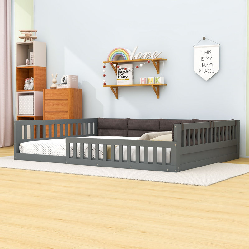 Lit plateforme tapissier Tarena, gris