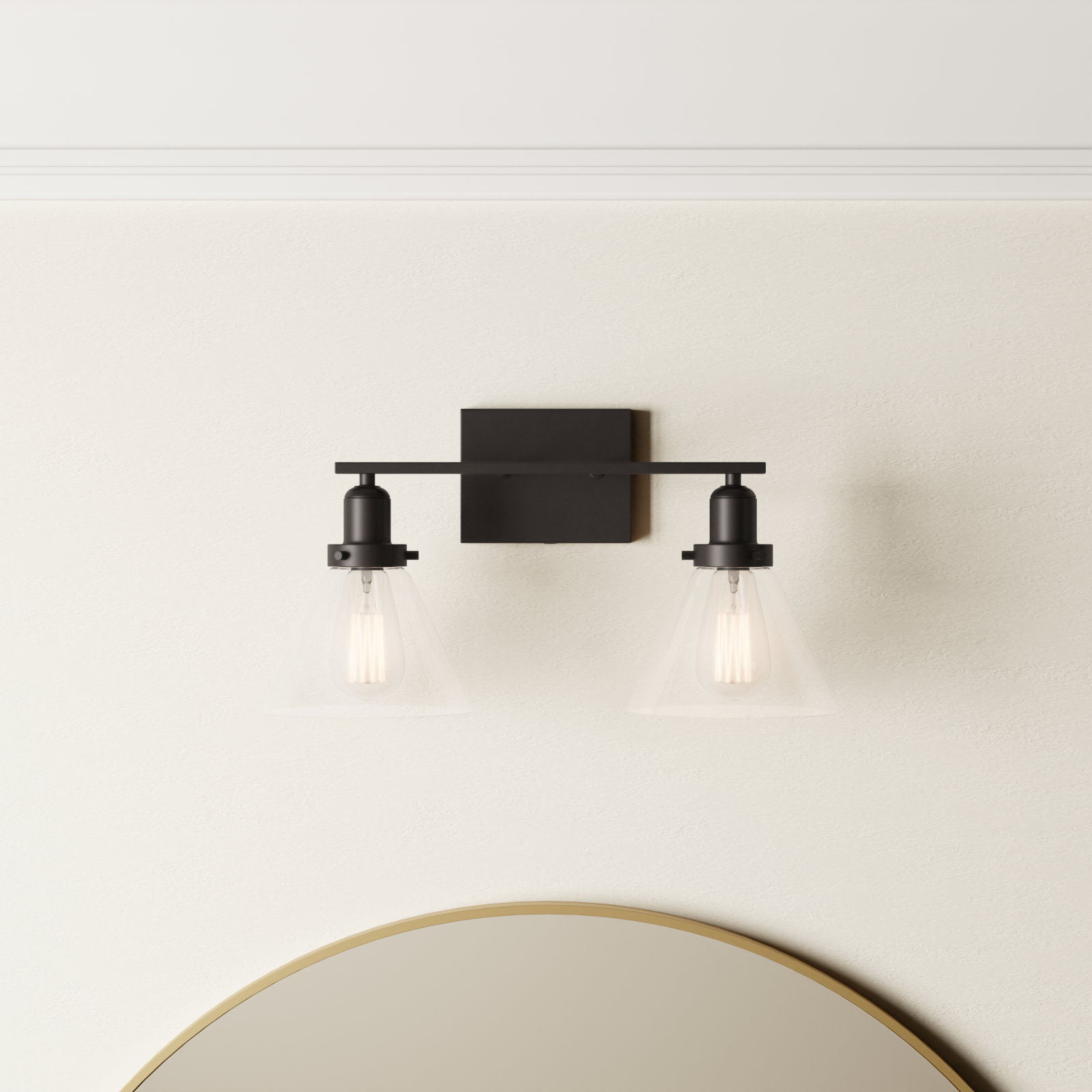 Catalina 2 Light Transparent Dimmable Bath Sconce, English Bronze
