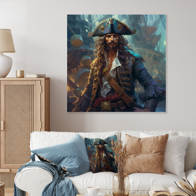 Daring Pirate Portrait I - pirate, art mural en métal, salon, H 16 po x l 16 po x P 1 po