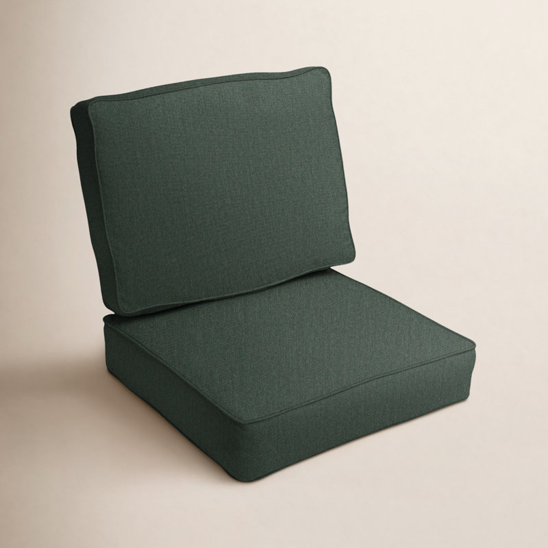 Davana Indoor/Outdoor Sunbrella Seat/Back Cushion, Dark Green, 23.5" W x 23" D
