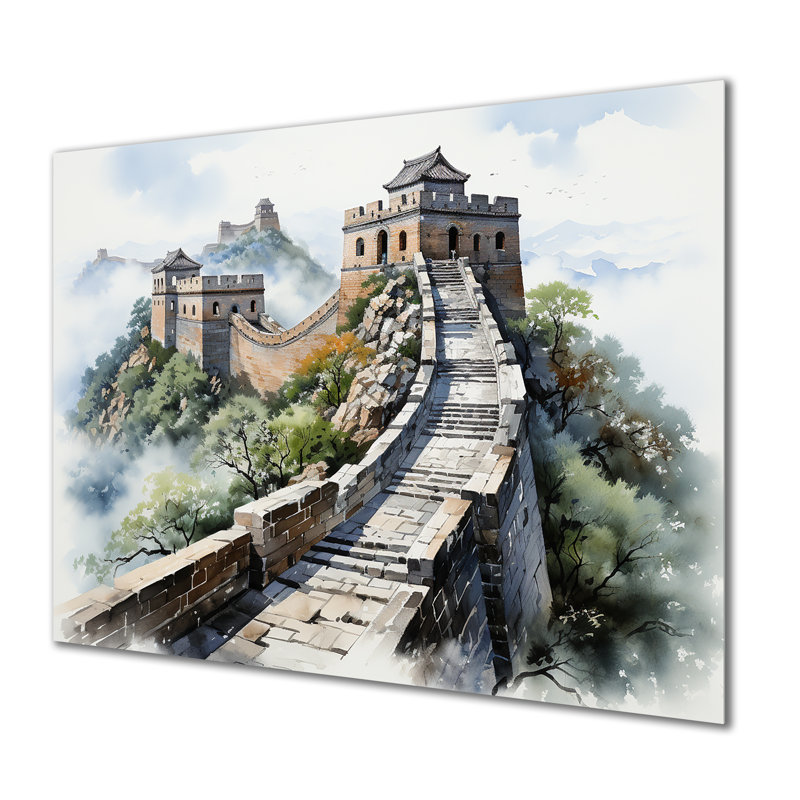 Grande muraille de Chine, sérénité 5 - Art mural en métal de la Chine, MT132601, H 24 po x l 32 po x P 1 po