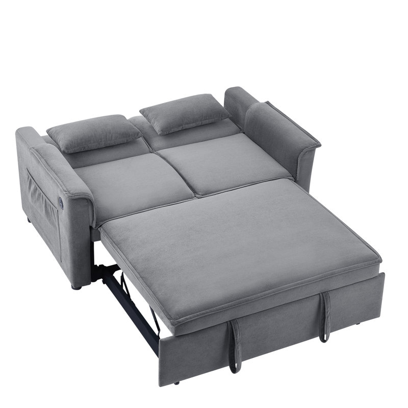 Versatile Convertible Sofa With Adjustable Backrest And Pull-Out Bed For Compact Spaces, Grey