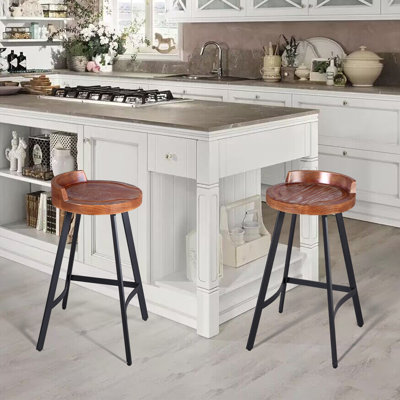Garlen Solid Wood 26.38'' Counter Stool