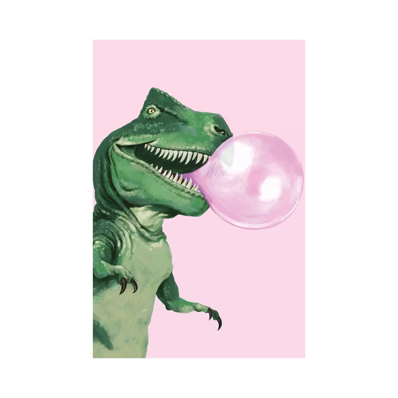 Bubble Gum T Rex 1 Piece Wrapped Canvas Wall Art, 30.48 cm H x 45.72 cm W