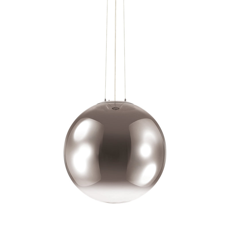1 - Light Silver Globe Pendant, Chrome, 265cm H x 50cm W x 50cm D