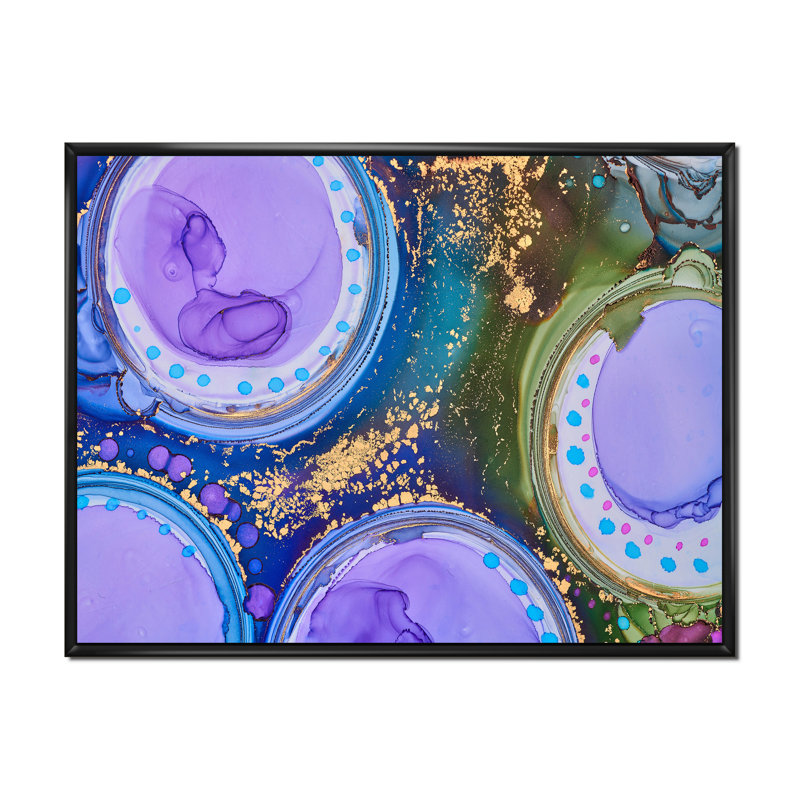 «Mauve et or», reproduction d'art sur toile, H 25 po x l 33 po, Cadre photo noir