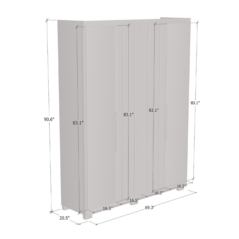 Armoire californienne 69,3 po avec tablettes réglables et tringle