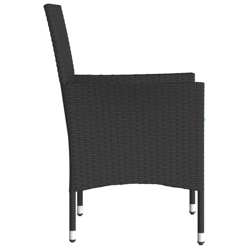  Chaises de patio avec coussins 2 pièces en rotin de polyester noir, Noir / bleu sarcelle