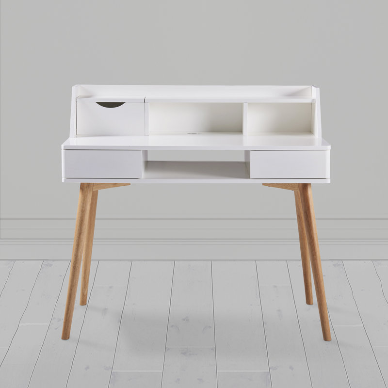 Brynlee Solid Wood Writing Desk, White