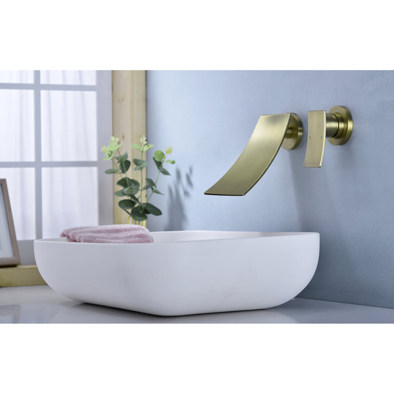 Robinet de salle de bain mural de couleur dorée - Grand bec cascade avec étincelle de contrôle précise